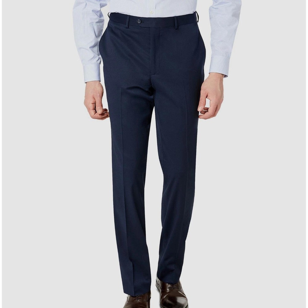 NWT IZOD Isaac Suit Pants Men's 36W x 30L Medium Blue Flat Front Dress Slacks